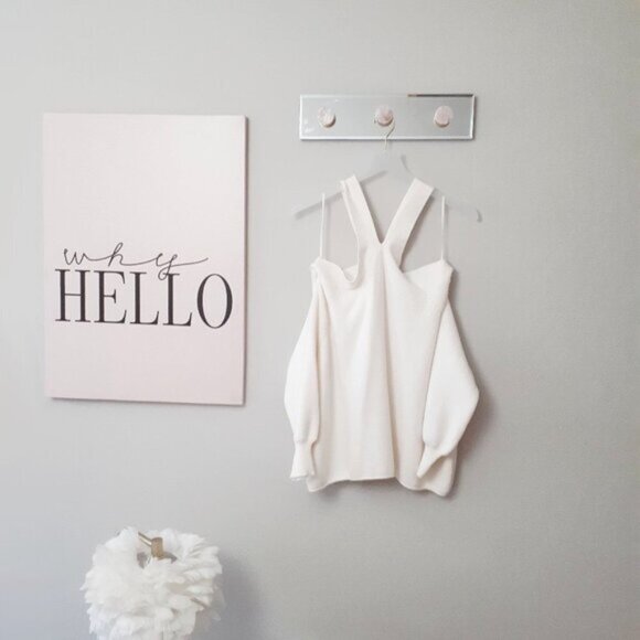 EUC Zara off-white ecru crossover strap exposed shoulder sweater S - Picture 9 of 11